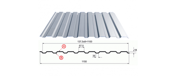 Профнастил оцинкованный С-20 1100x3000 купить недорого в Большое Грызлово